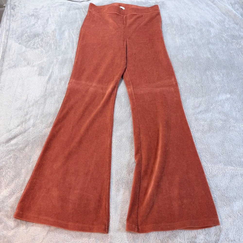 American Eagle Corduroy Flare Pants Amazingly Soft Orange Relaxed Fit Women Sz L - Picture 2 of 8